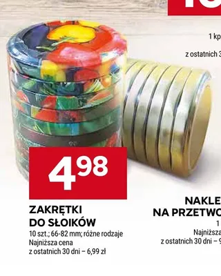 Zakrętki do słoików 10-pak 66-82mm promocja w Stokrotka