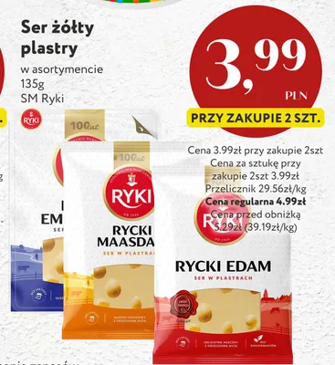 Ser żółty Rycki Maasdam w plastrach Ryki promocja w Market Point