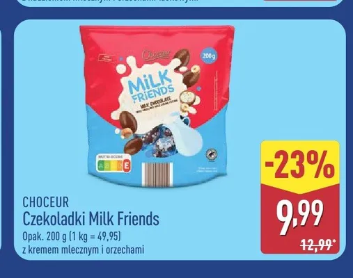 Czekoladki Milk Friends z kremem mlecznym i orzechami Choceur promocja w Aldi