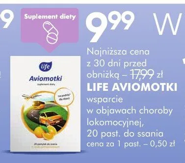 Suplement diety life aviomotki 20 pastylek do ssania promocja w Super-Pharm