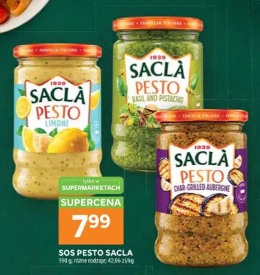 Sos pesto Basil and Pistachio Saclà promocja w Stokrotka