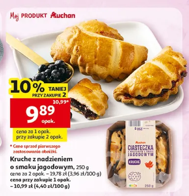 Ciasteczka kruche z nadzieniem o smaku jagodowym Auchan promocja w Auchan