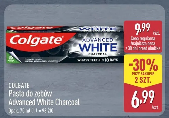 Pasta do zębów Advanced White Charcoal promocja w Aldi