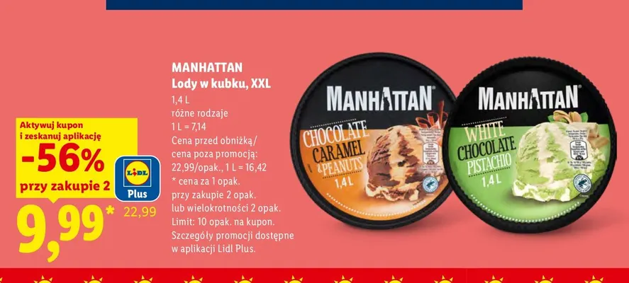 Lody w kubku XXL Manhattan White Chocolate Pistachio promocja w Lidl