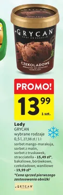 Lody Grycan wybrane rodzaje 500ml promocja w Intermarche