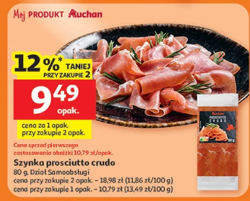 Szynka prosciutto crudo promocja w Auchan