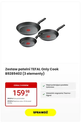Zestaw patelni Tefal Only Cook promocja w Media Expert