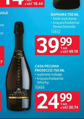 Wino musujące Casa Pecunia Prosecco promocja w Selgros