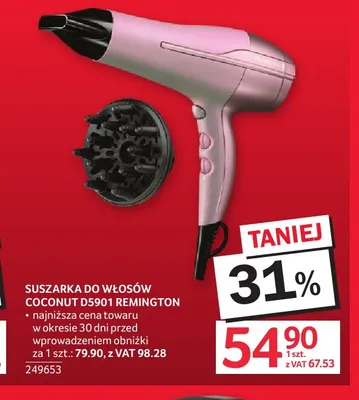 Suszarka do włosów Coconut D5901 Remington promocja w Selgros