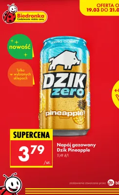 Napój gazowany Dzik Pineapple promocja w Biedronka