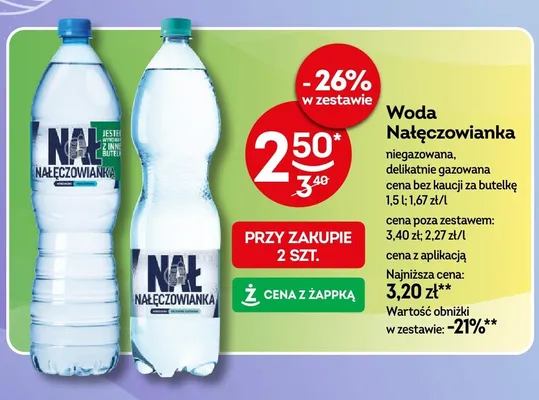Woda Nałęczowianka niegazowana, delikatnie gazowana promocja w Żabka