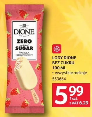 Lody DIONE bez cukru 100 ml promocja w Selgros