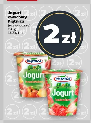 Jogurt owocowy brzoskwiniowy Piątnica promocja w Netto