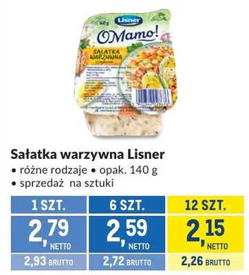Sałatka warzywna Lisner różne rodzaje promocja w Makro