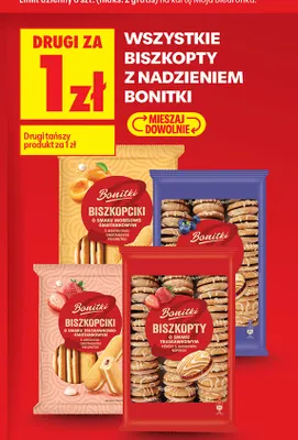 Biszkopciki o smaku truskawkowo-śmietankowym Bonitki promocja w Biedronka