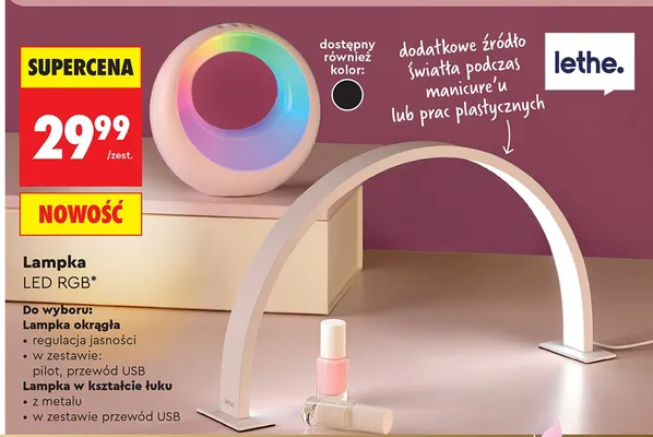 Lampka LED RGB okrągła promocja w Biedronka