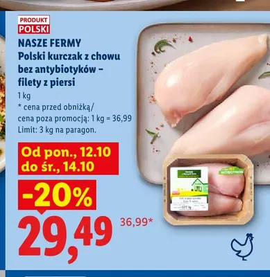 Polski kurczak z chowu bez antybiotyków filety z piersi Nasze Fermy promocja w Lidl