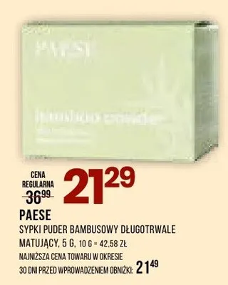 Sypki puder bambusowy długotrwale matujący Paese promocja w Drogerie Natura