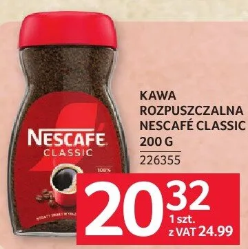 Kawa rozpuszczalna Nescafe Classic 200 g promocja w Selgros
