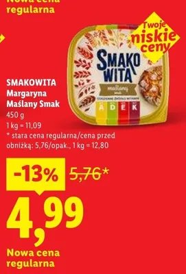 Margaryna Maślany Smak SMAKOWITA promocja w Lidl
