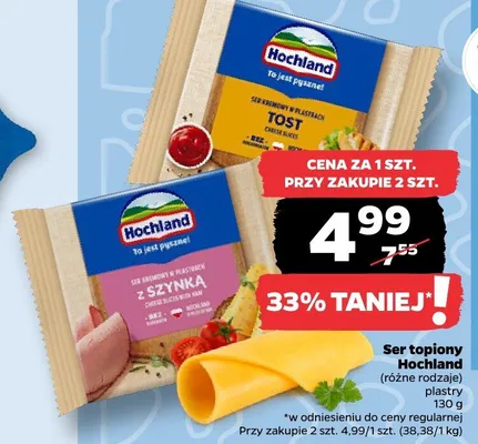 Ser topiony Hochland z szynką plastry promocja w Netto