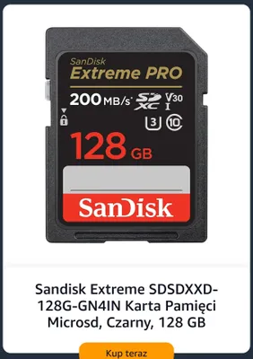 Karta pamięci SanDisk Extreme PRO 128 GB promocja w Amazon