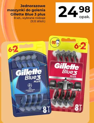 Jednorazowe maszynki do golenia Gillette Blue 3 Plus 8-pak promocja w Auchan