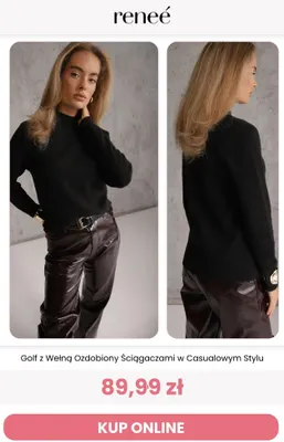 Golf z wełną ozdobiony ściągaczami w casualowym stylu Reneé promocja w Renee