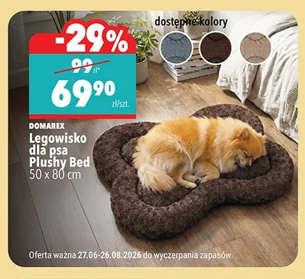 Legowisko dla psa Plushy Bed Domarex 50x80 cm promocja w Biedronka