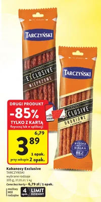 Kabanosy Exclusive wieprzowe Tarczyński promocja w Intermarche