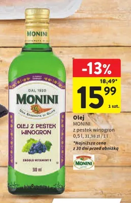 Olej z pestek winogron Monini promocja w Intermarche