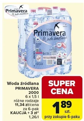 Woda źródlana 2000 różne rodzaje promocja w Carrefour