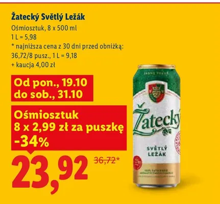 Piwo Žatecký Světlý Ležák 8-pak promocja w Lidl