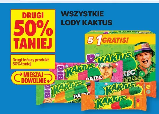 Wszystkie lody Kaktus DRUGIE -50% promocja w Biedronka