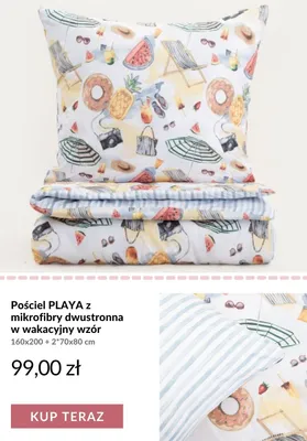 Pościel PLAYA z mikrofibry dwustronna w wakacyjny wzór 160x200 + 2x70x80 cm promocja w Homla