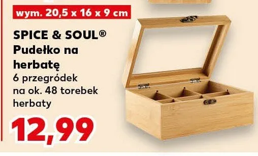 Pudełko na herbatę Spice & Soul 20,5x16x9cm 6 przegródek promocja w Kaufland