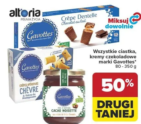 Ciastka, kremy czekoladowe Gavottes promocja w Carrefour