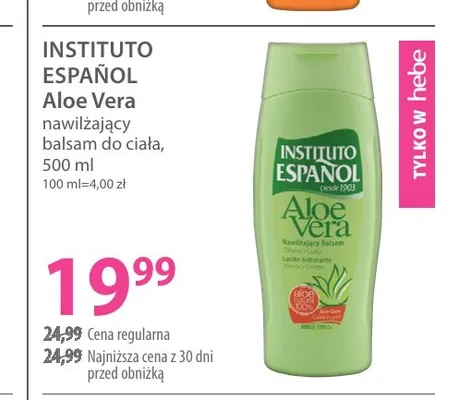 Nawilżający balsam do ciała Instituto Español Aloe Vera promocja w Hebe