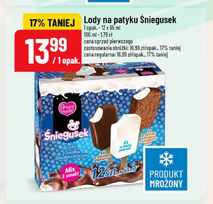 Lody na patyku Śniegusek Amore Gusto 12-pak 65 ml promocja w POLOmarket