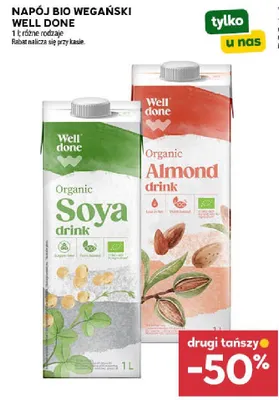 Napój bio wegański sojowy Well Done Organic Soya drink promocja w Stokrotka