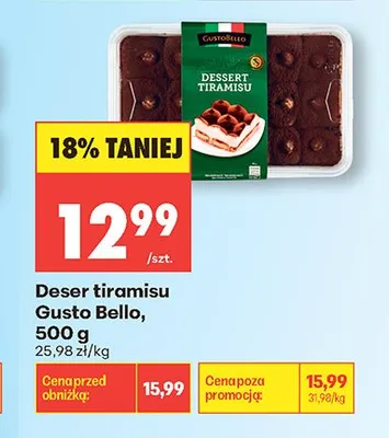 Deser tiramisu Gusto Bello promocja w Biedronka