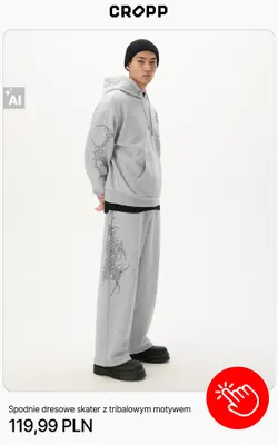 Spodnie dresowe skater z tribalowym motywem Cropp promocja w Cropp