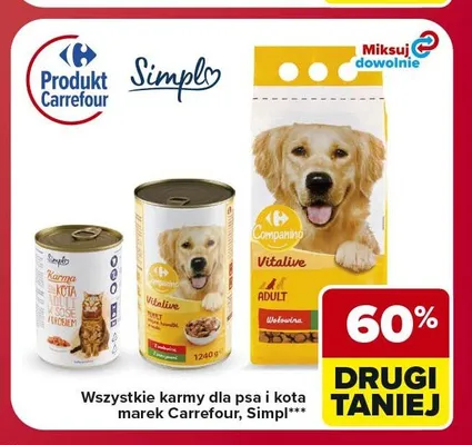 Karmy dla psa i kota Carrefour Simpl promocja w Carrefour Market