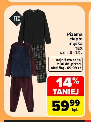 Piżama ciepła męska TEX promocja w Carrefour