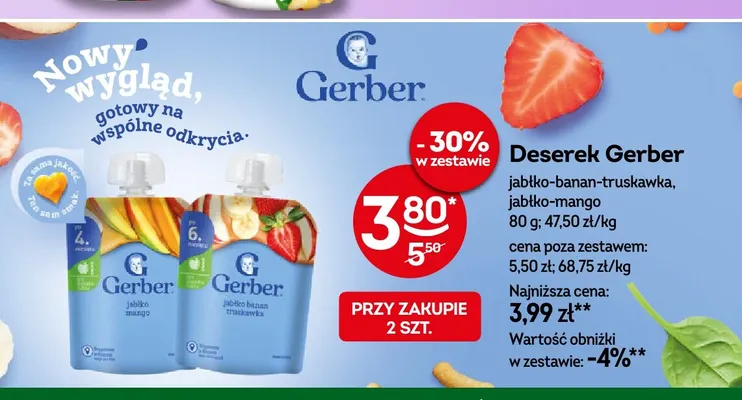 Deserek Gerber jabłko-banan-truskawka promocja w Żabka