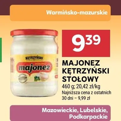 Majonez kętrzyński stołowy promocja w Stokrotka