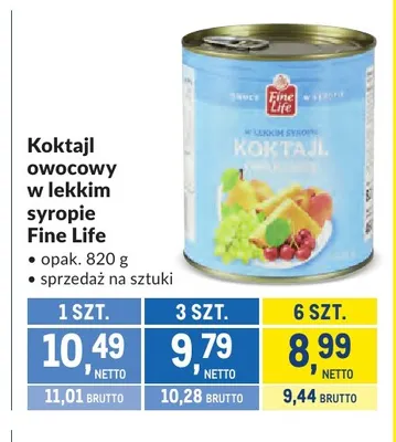 Koktajl owocowy w lekkim syropie Fine Life promocja w Makro