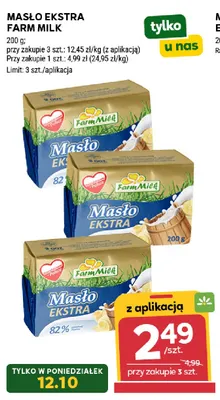 Masło ekstra Farm Milk promocja w Stokrotka