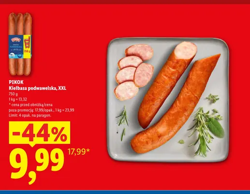 Kiełbasa podwawelska XXL Pikok promocja w Lidl