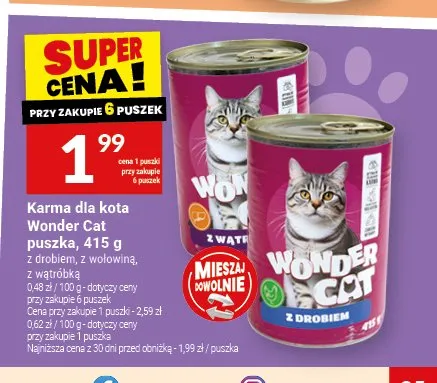 Karma dla kota Wonder Cat puszka z drobiem promocja w Twój Market
